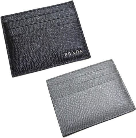 Prada Lux Saffiano Bicolor Card Case, Nero/Mercurio 